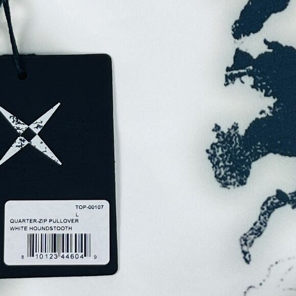 GSTQ Houndstooth Quarter Zip Mens Large Black White Athletic Pullover Streetwear - Picture 13 of 15